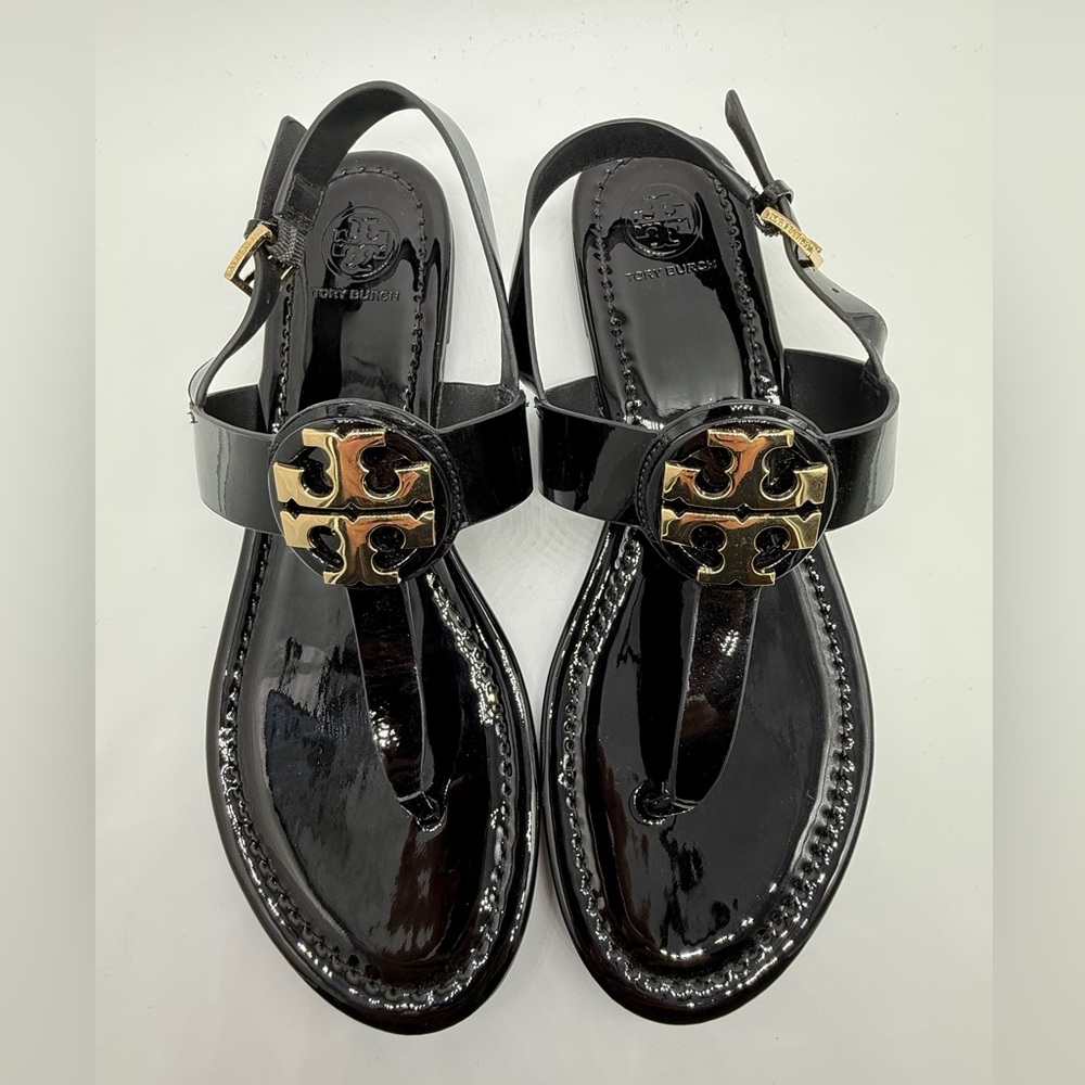 Tory Burch Black Patent Leather Sandals